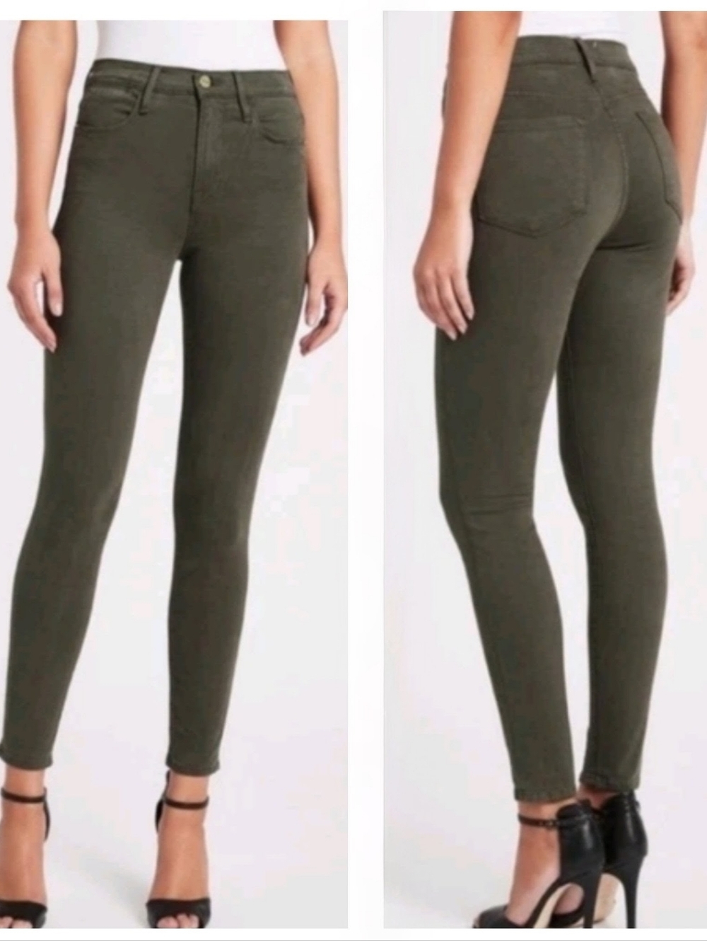 FRAME $250 Le High Skinny Sateen Deep Moss Women's 29 Stretch High Rise Green
